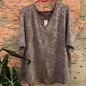 Anthropologie silver metallic Dolman top